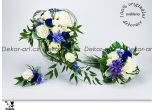 Svatební set kytic v odstínu smetanových a modrých růží