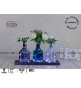 Luxusní designový set s bílými pivoňkami a LED osvětlením