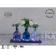 Luxusní designový set s bílými pivoňkami a LED osvětlením