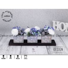 Designové květináčky s nápisem FLOWERS a krásnou hortenzií