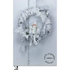 Věnec s ledovými květy a bílým andílkem