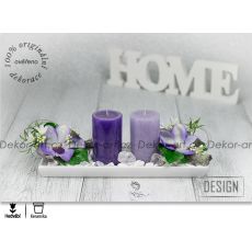 Relaxační svícen s fialovými květy orchidejí