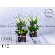 Stylový jarní design tulipánů na strukturovaném dřevě