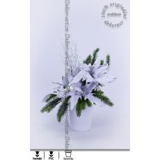 Vánoční dekorace na stůl s bílými květy vánoční hvězdy