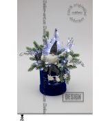 Modrý flower box s vánočním skřítkem LED