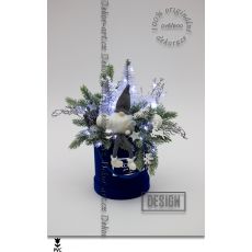 Modrý flower box s vánočním skřítkem LED