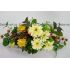 Podzimní aranžmá na hrob – gerbery, chryzantémy a sušina a physalis