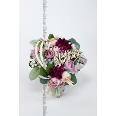 Dušičková dekorace srdce  s chryzantémami, pastelovými kaméliemi