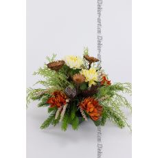 Dekorativní miska na hrob – chryzantémy a přírodní prvky