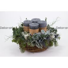 Skandinávská elegance v šedém tónu – adventní svícen s magnolií