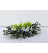 Adventní svícen s ledovými květy a dřevěnými hvězdami odstín limetka