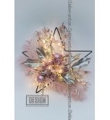 Luxusní závěsná vánoční hvězda s LED – růžové květy a šampaň dekor