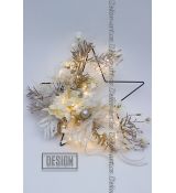 Vánoční závěsná hvězda s LED – krémová magnolie & šampaň elegance