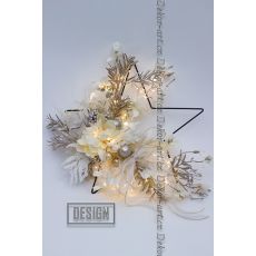 Vánoční závěsná hvězda s LED – krémová magnolie & šampaň elegance
