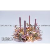 Premium adventní svícen v růžových tónech – luxusní zimní LED dekorace