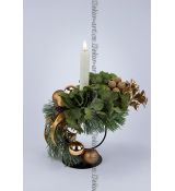 Stylový kovový svícen s hortenzií s LED voskovou svící