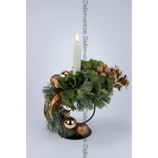 Stylový kovový svícen s hortenzií s LED voskovou svící