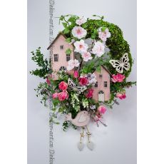 Věnec na dveře inspirovaný rozkvetlou zahradou