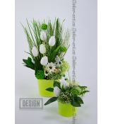 Jaro u vás doma – dekorativní set s bílými tulipány a zajíčkem