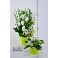 Jaro u vás doma – dekorativní set s bílými tulipány a zajíčkem