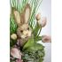Prémiová jarní dekorace – tulipány a zajíček v elegantním košíku