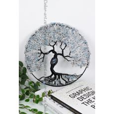 Andělský strom života s křišťálovým andělem – akvamarín, křišťál, opalit